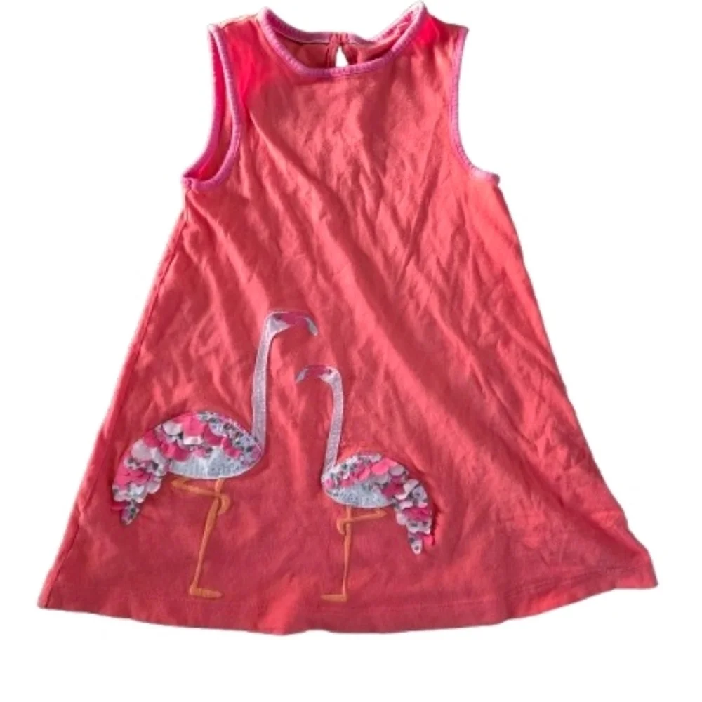 Mini Boden Sleeveless Applique Flamingo Dress